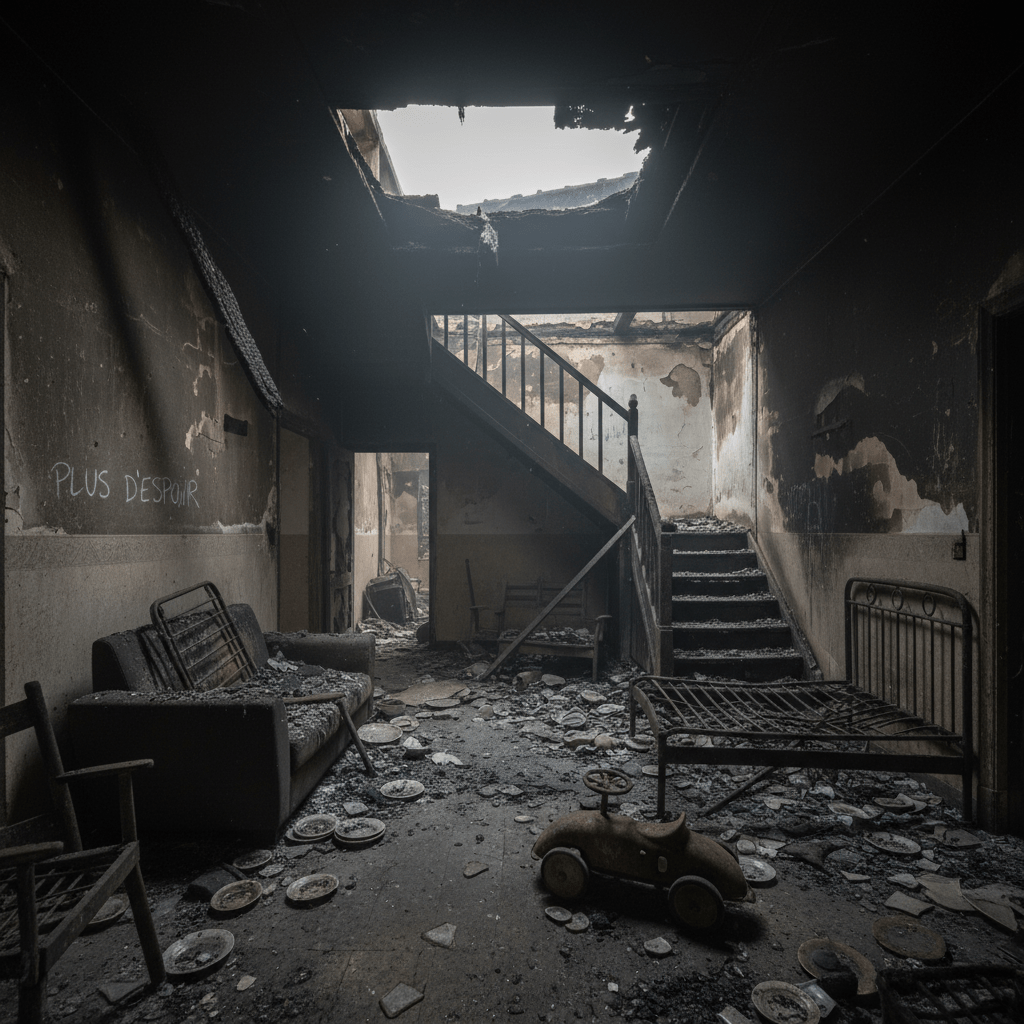 Maison détruite suite à un sinistre incendie