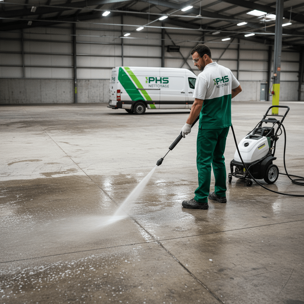 Nettoyage de marbre par agent d'entretien de la société phs nettoyage (vert et blanc)